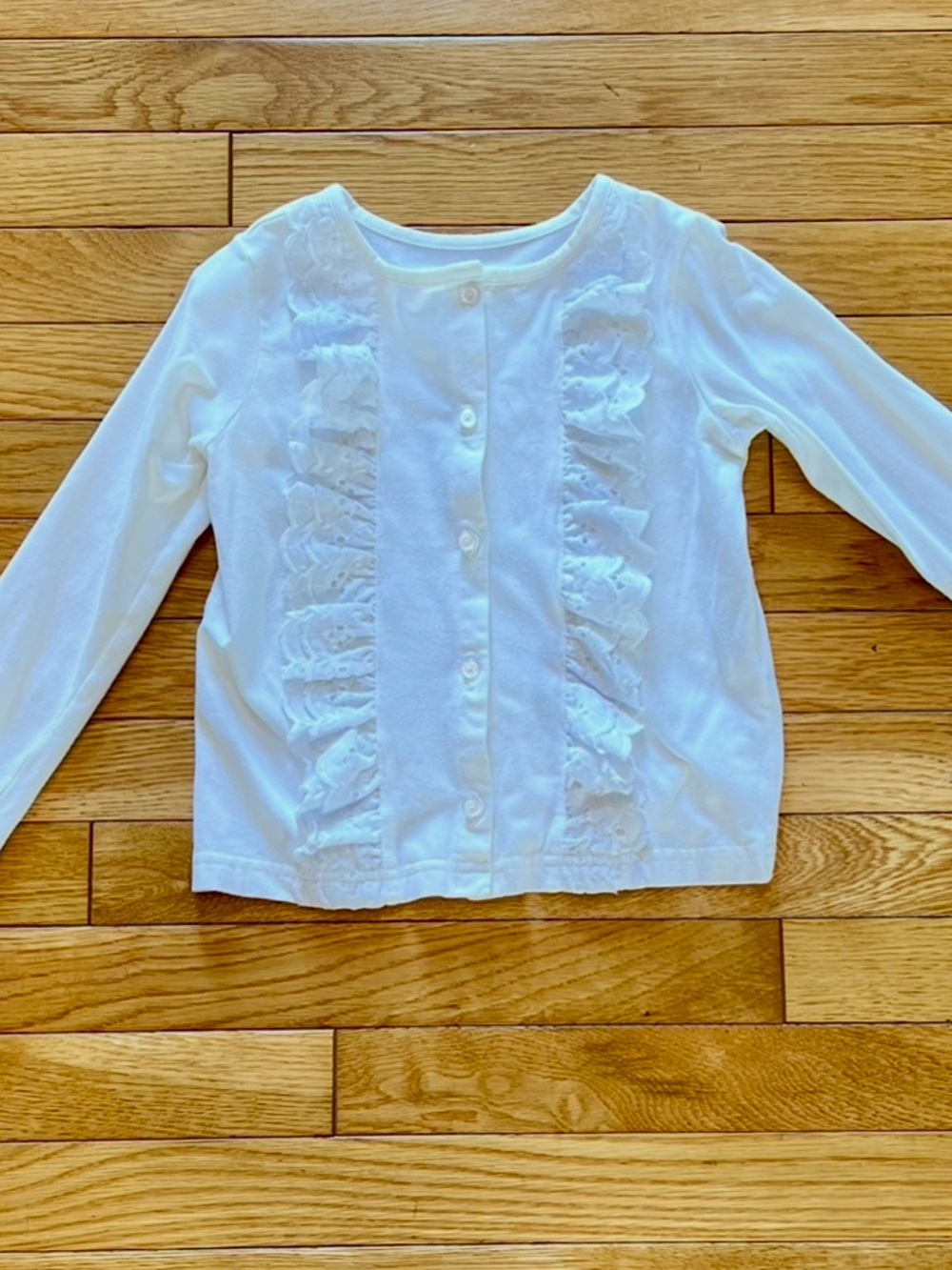 🌸Size 5/6 Eleanor Rose White Ruffle Button Up Cardigan Top!